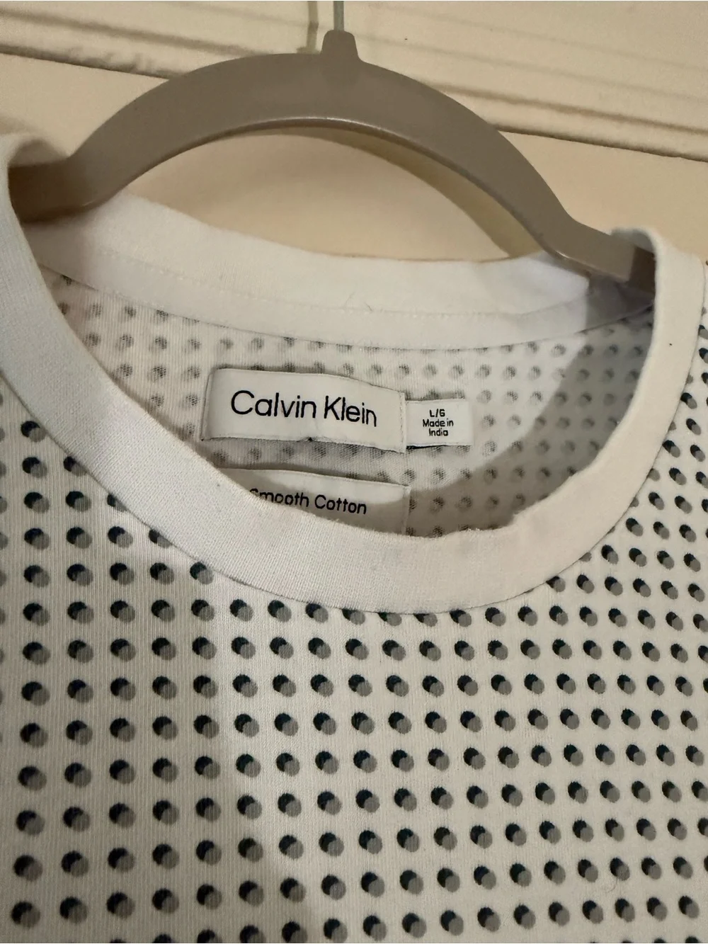 Calvin Klein Men's White Short-Sleeve Patterned Shirt Size Large